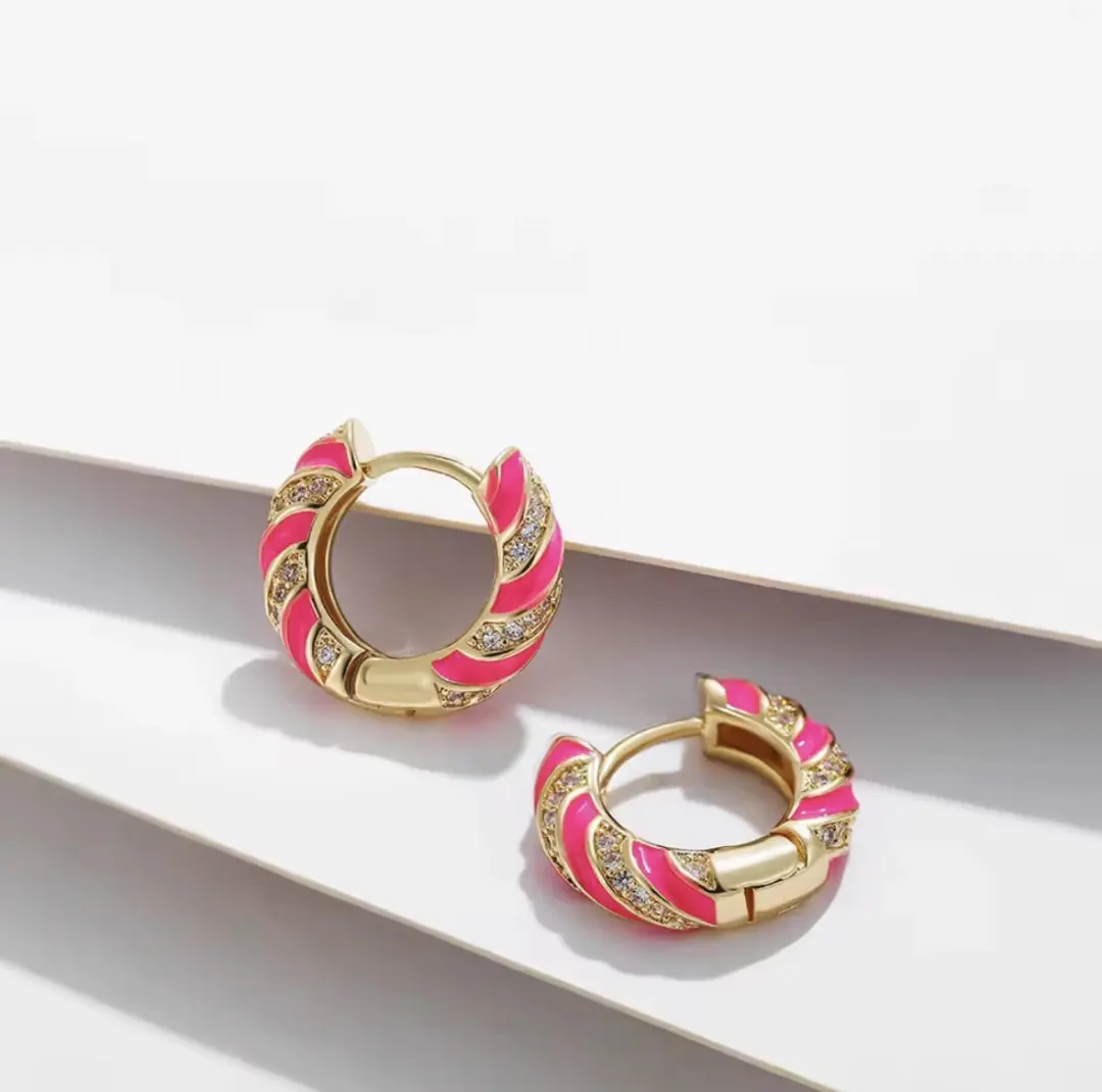 Glow Hoop Earrings ( Hot Pink )
